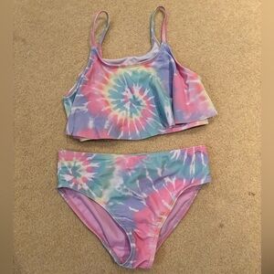 Magic Pastel Tie-Dye Girls Two-Piece Swim Set - Pink, Purple, Blue